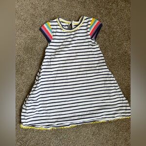 Mini Boden Striped Dress with Rainbow Sleeves